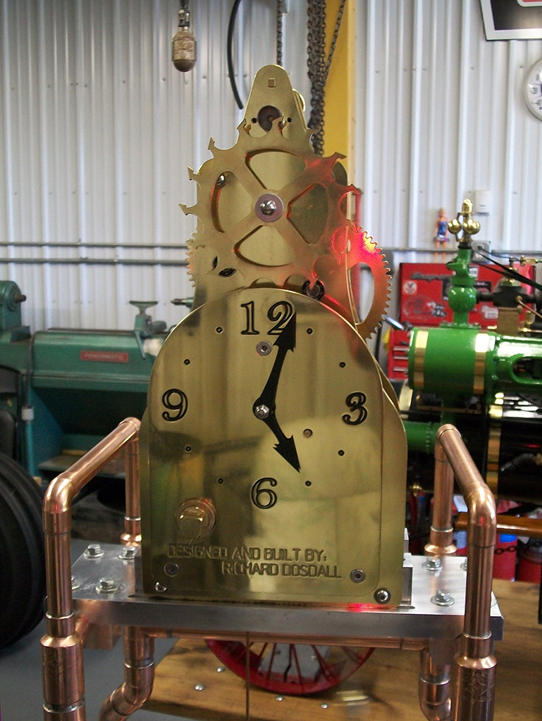 Another view of the brass clock. 