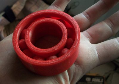 A 3D printed ball bearing race.