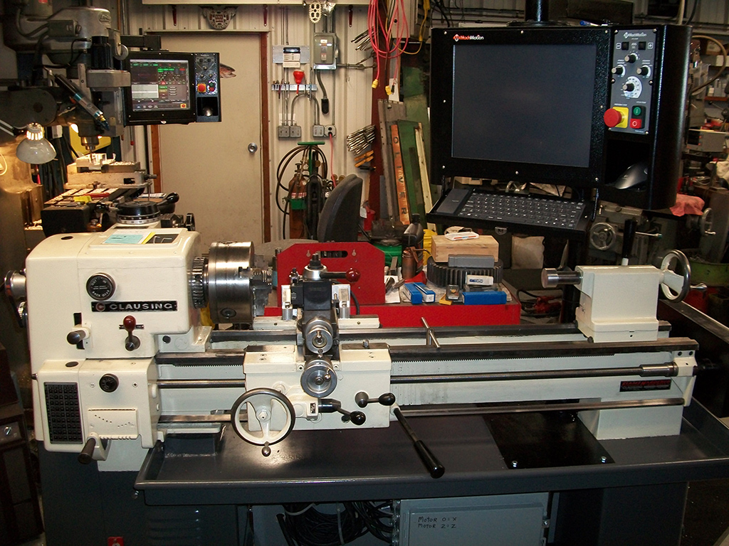 A Clausing lathe retrofitted to CNC by Rich.