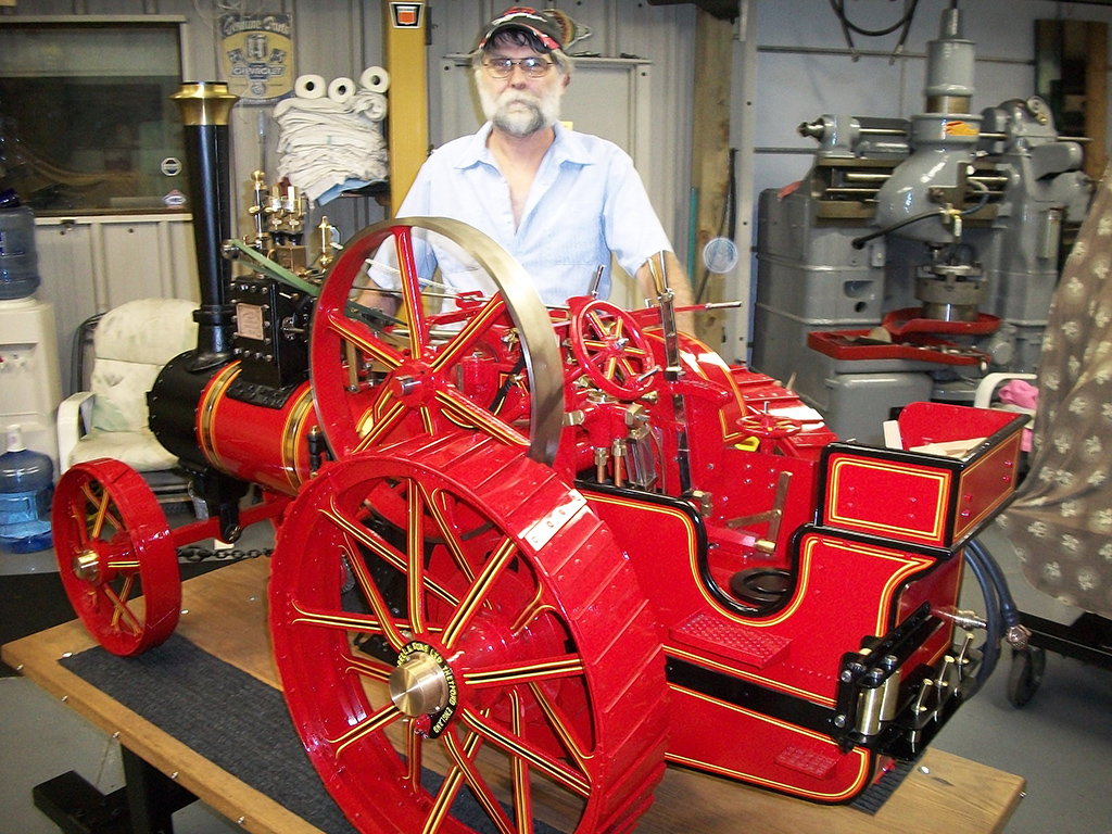 Rich standing with his Burrell steam tractor. 