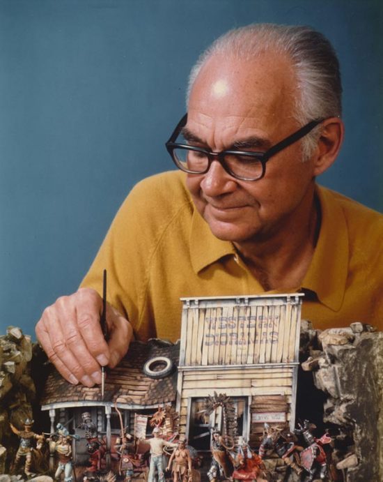 Ray Anderson painting one of his fine dioramas.