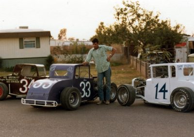 Ernie with two early dwarf racecars.