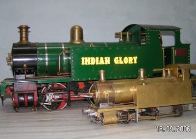 The 0-6-0 engine alongside the Indian Glory.