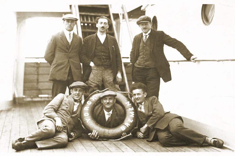 John (on the far right) standing on the S.S. Yorck.