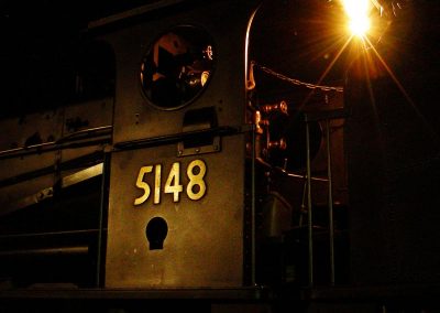 Outside view of the cab at night.