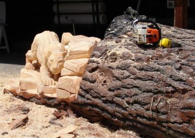 First creature cut out of the log.