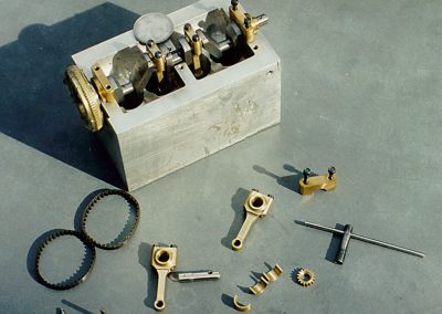 Early construction of the engine block.