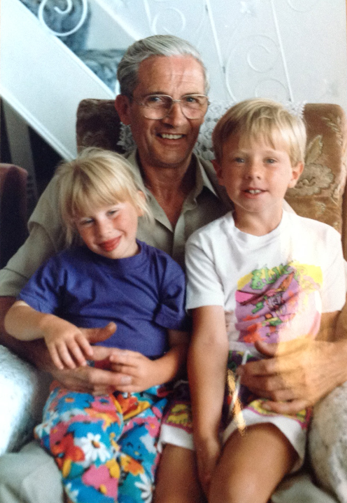 Alfred Mellows with his two grandchildren.