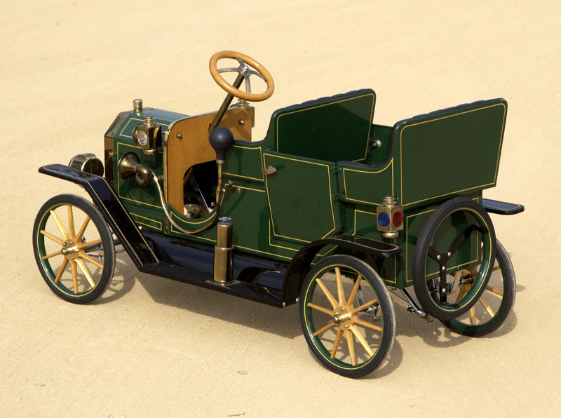 A 1908 Ford Model A touring (pedal) car.