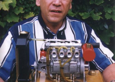 Ron holding one of his model engines.