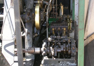 Detailed close view of crane components.