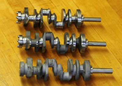Various stages of completion on Stinger crankshafts.