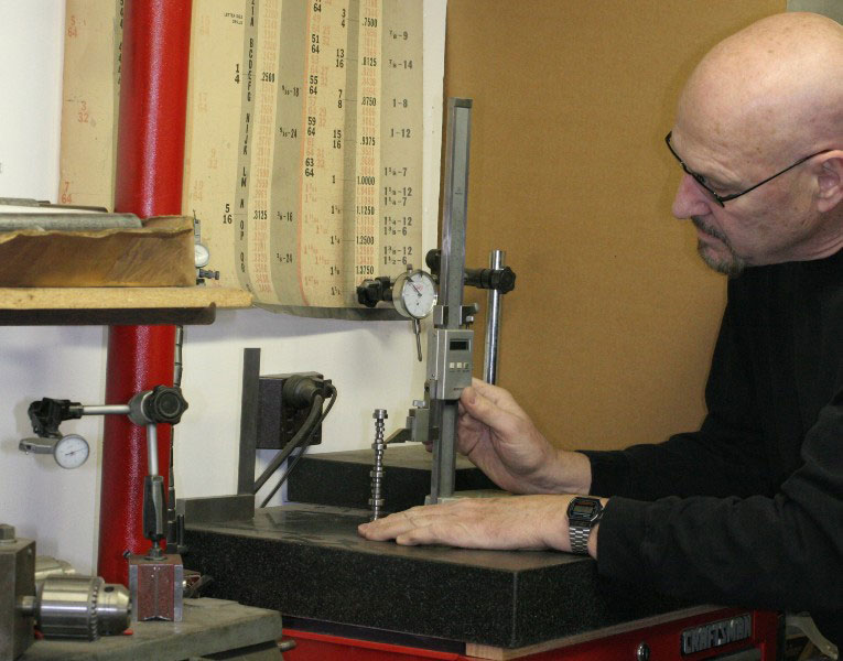 Gary using the Granite Surface Plate with height gauge. 