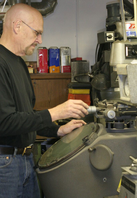 Gary using the Optical Comparator. 