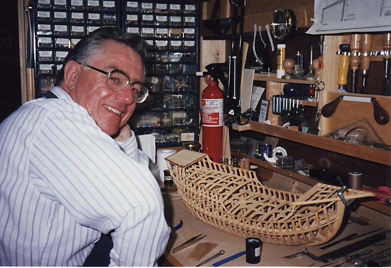 Roger Cole with his model Santa Maria. 