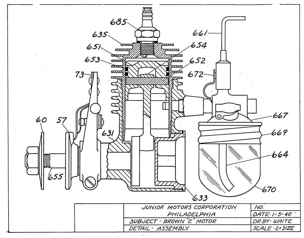 Plans for the Brown Junior model E engine.