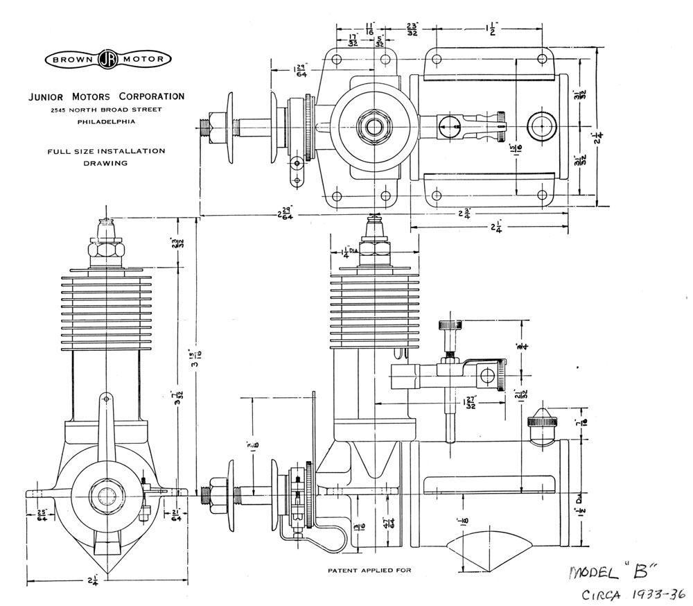 Plans for the Brown Junior Model B engine. 