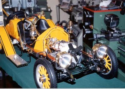 Final assembly of the Mercer, with engine exposed.