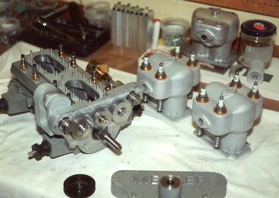 Engine block ready for the cylinders to be mounted.