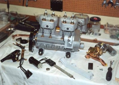 The engine block with cylinders attached.