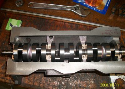 Finished crankshaft laid into the block