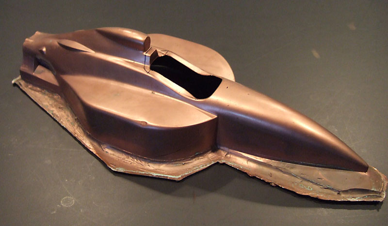The electroformed copper mold of the car.