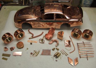 Interior components for Matt Kenseth's gold car.