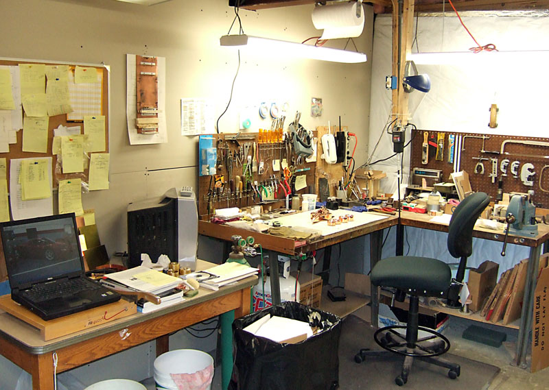 A look Mike's desk and workbench.