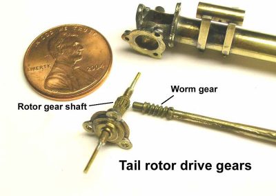 The worm gear that drives the tail rotor.