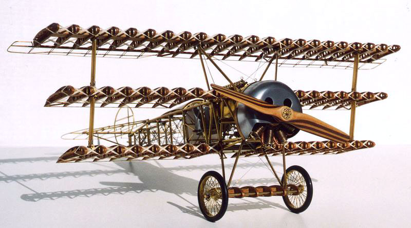 A front view of the finished Fokker DR-I Triplane.