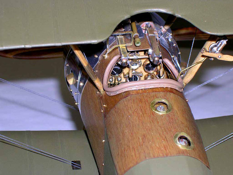 A look inside of the Sopwith Camel cockpit. 
