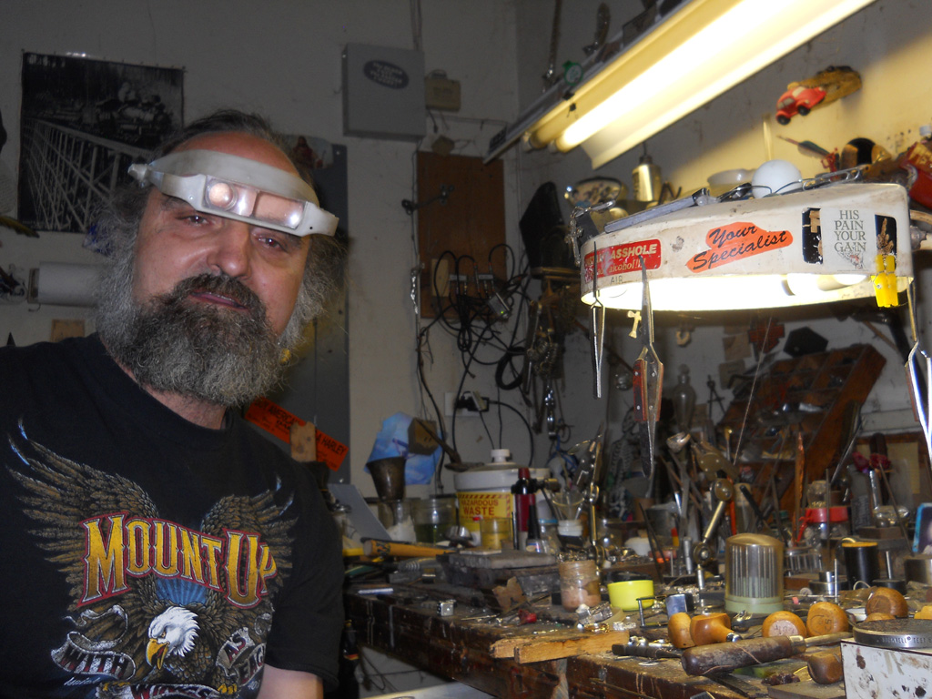 Bryan Freund working in his shop.