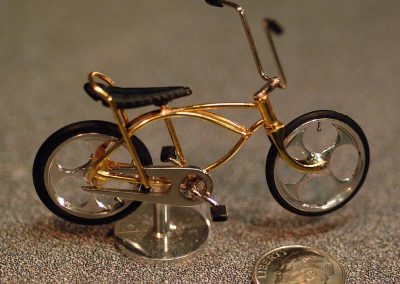 Augie's tiny scale model BMX bike.