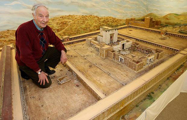 Alec Garrard with his model of Herod's Temple.