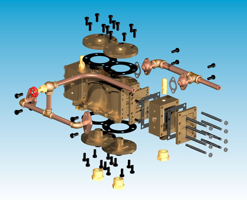 An exploded view of the Pinnace CAD model.
