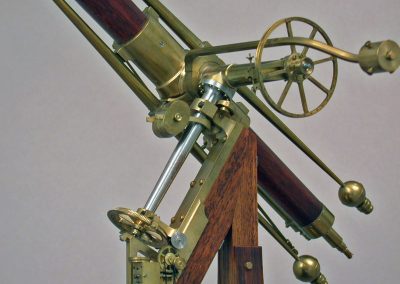A close view of the scale model telescope.