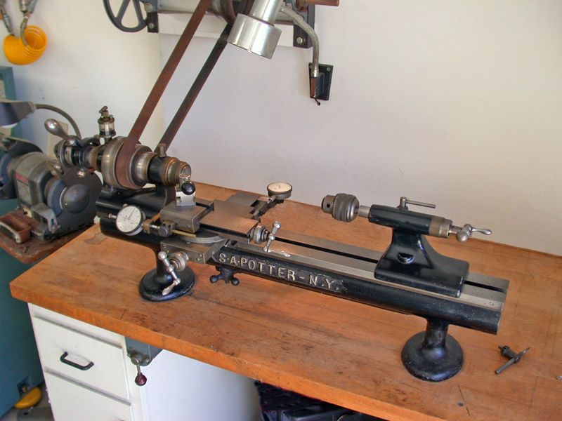 A close look at Bill's instrument lathe. 