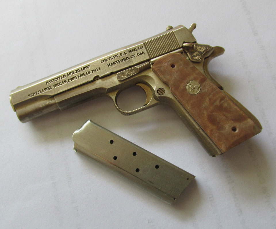 One of Paul's finished miniature Colt pistols. 