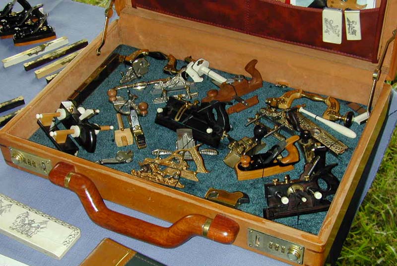 Paul's briefcase with many of his miniature tools on display. 