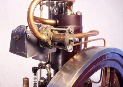 A close look at an early hot-bulb engine.