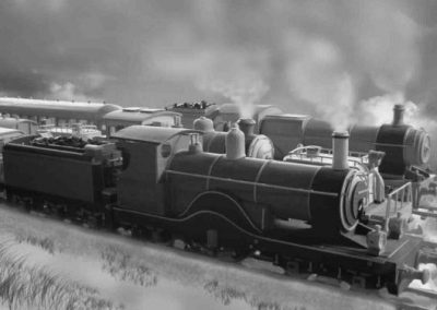 A black and white image of Roberto's train.