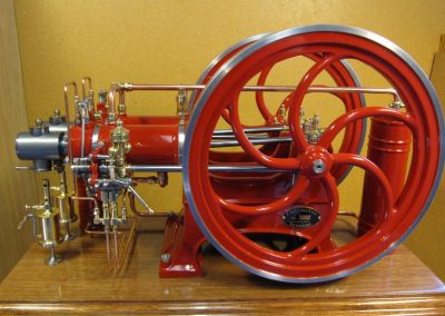A side view of the twin-cylinder engine.