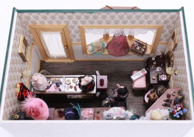 Another look inside the miniature dress shop.