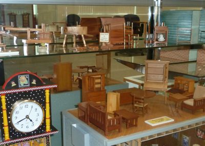 Al Cushman's miniature furniture on display.