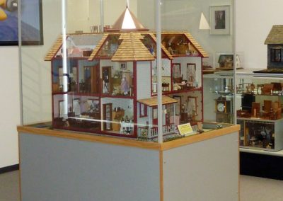 The Harings' large three-story dollhouse on display.