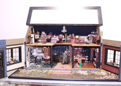 A look at the open backside of the witch's house model.