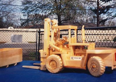 Perry's wooden model forklift.