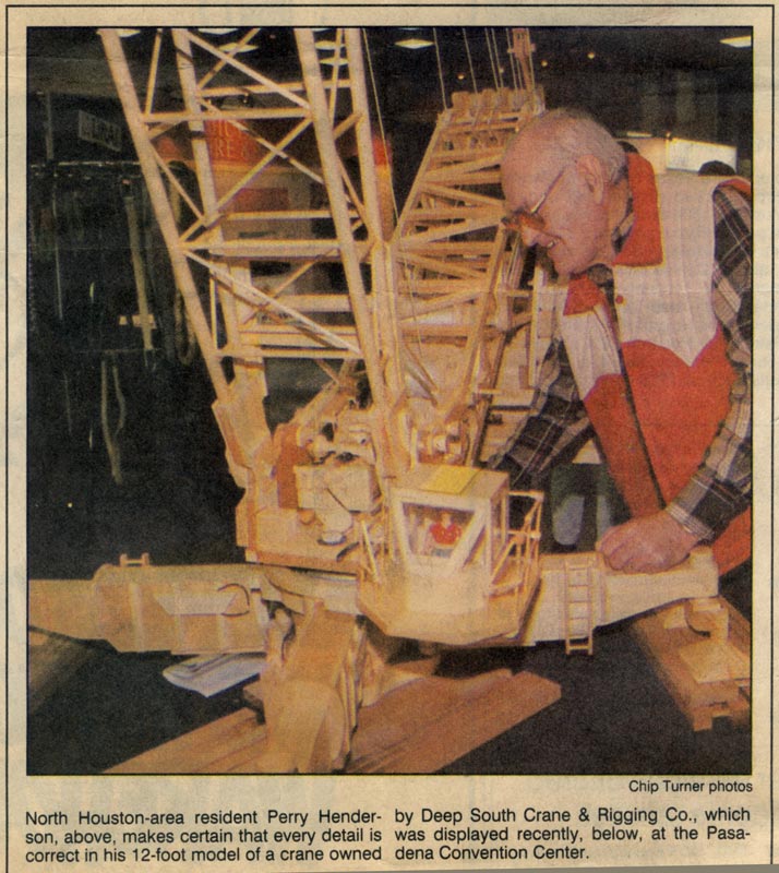 Perry Henderson with his large scale model Deep South crane.