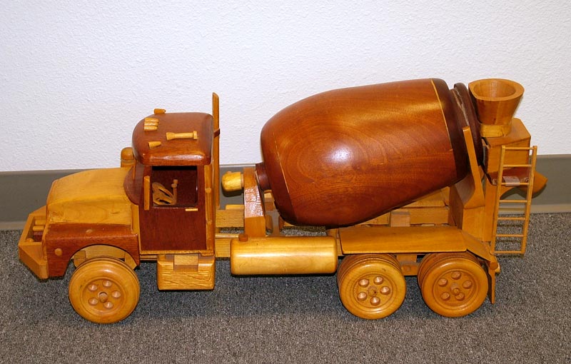 Perry's wooden model cement truck, which is on display in the Craftsmanship Museum. 