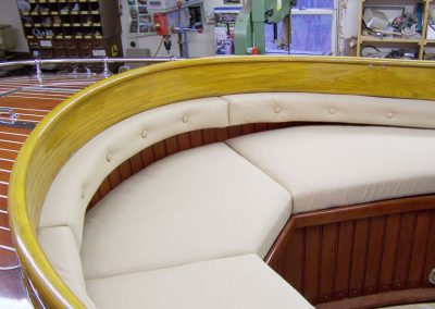 A look at the finished upholstery on the Rachel H.